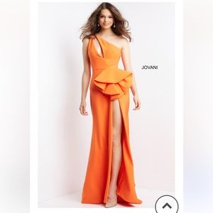 Jovani 06756 Sleeveless Keyhole Front Bow Asymmetric Dress peacock color